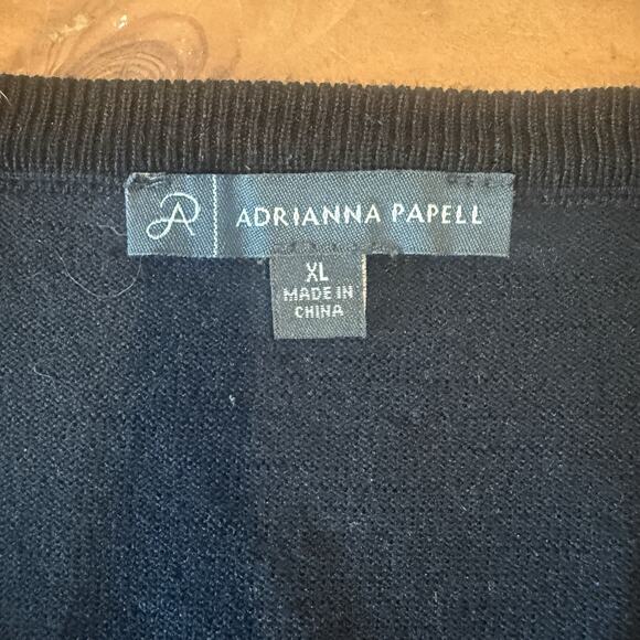 Adrianna Papell Womens Lightweight Sweater Size XL Sheer Gold Metallic Preppy - Picture 7 of 10